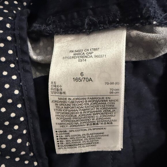 Gap Slim Cropped Stretch Navy and White Polka Dot Pants Size 6 - Picture 7 of 8